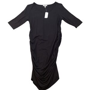 NWT Maurice’s Solid Black Bodycon Maternity Dress Rayon Spandex Stretch Size XS‎